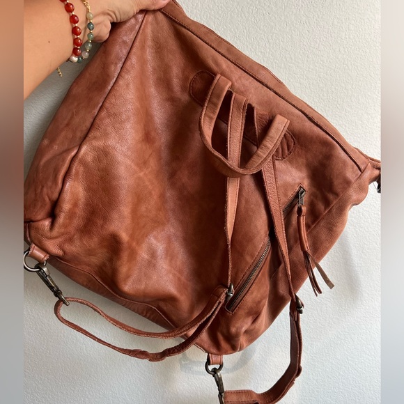 Vila Castellani Brown Leather Backpack with Embellishments